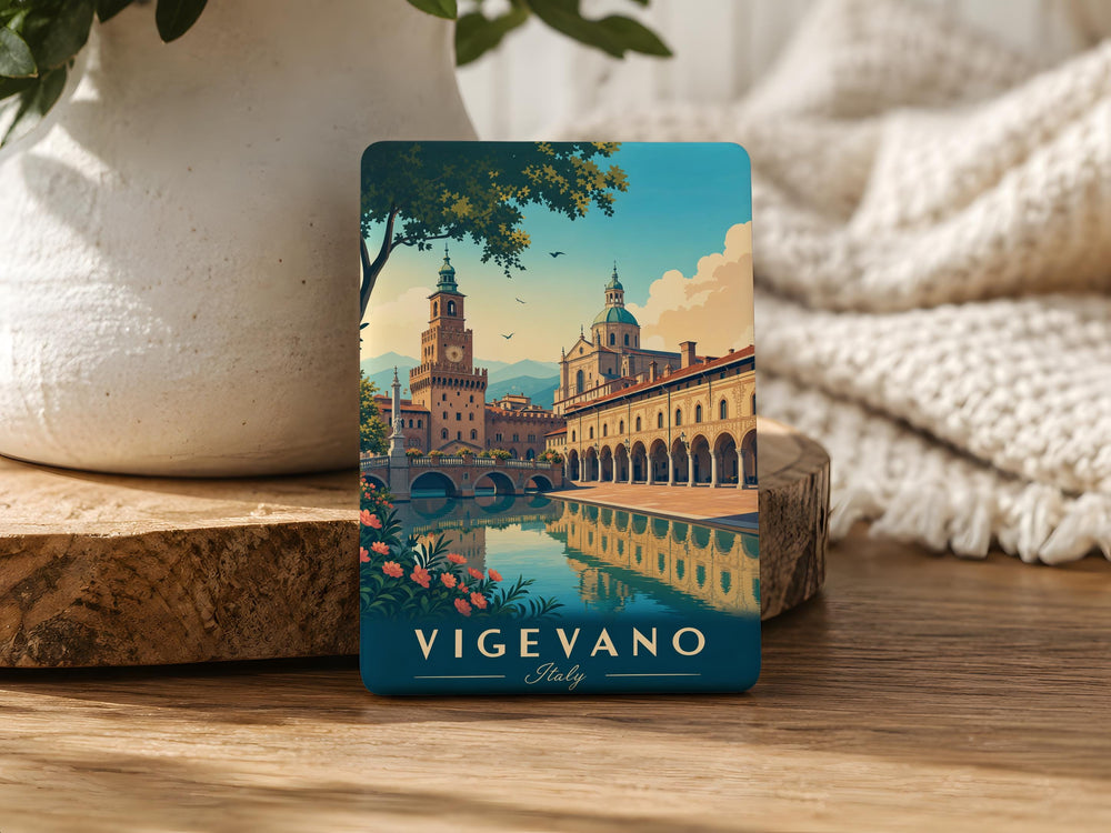 Vigevano Italy Fridge Magnet, Piazza Ducale Landmark Souvenir, Italian Travel Gift, Lombardy City Keepsake Magnet