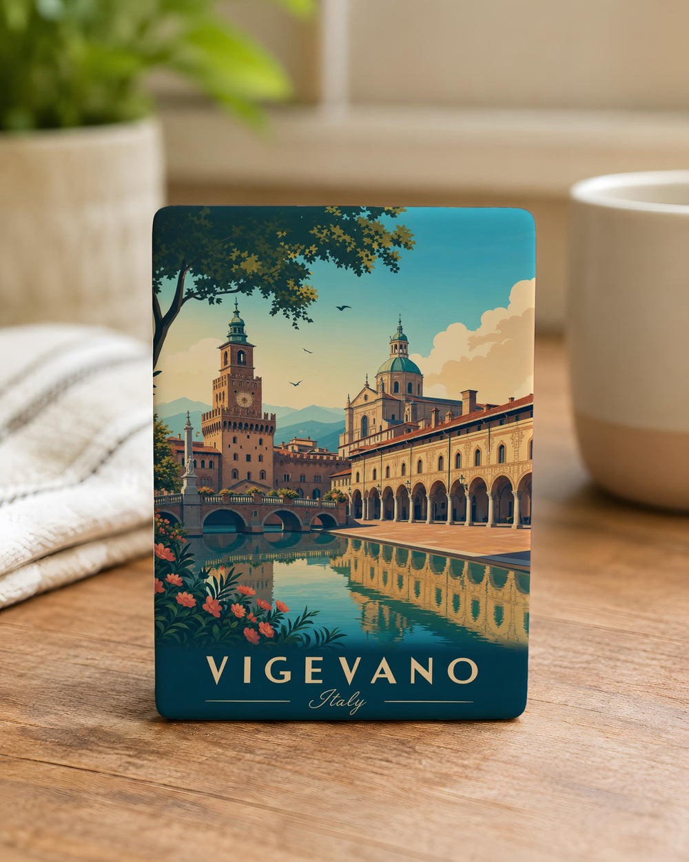 Vigevano Italy Fridge Magnet, Piazza Ducale Landmark Souvenir, Italian Travel Gift, Lombardy City Keepsake Magnet