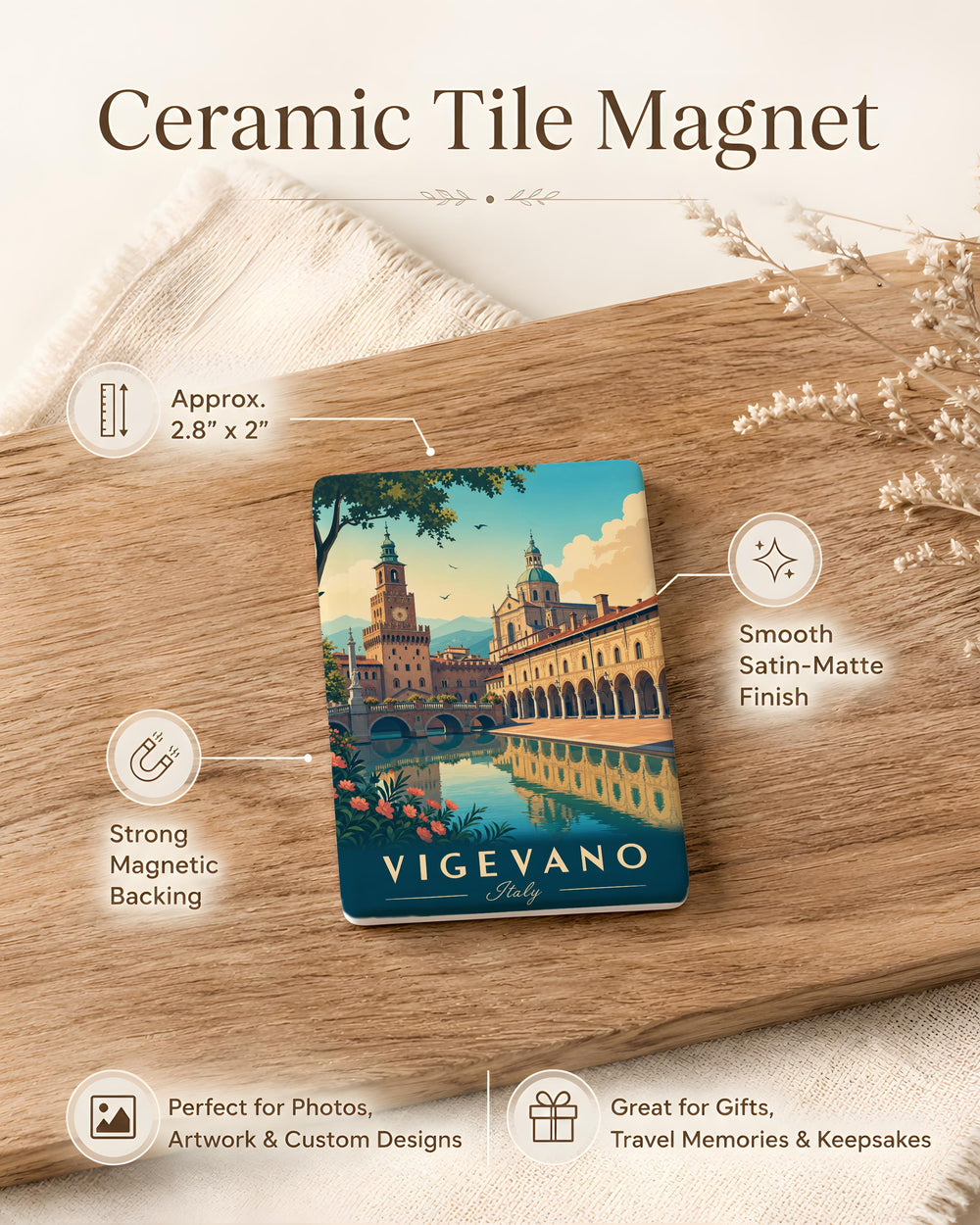 Vigevano Italy Fridge Magnet, Piazza Ducale Landmark Souvenir, Italian Travel Gift, Lombardy City Keepsake Magnet