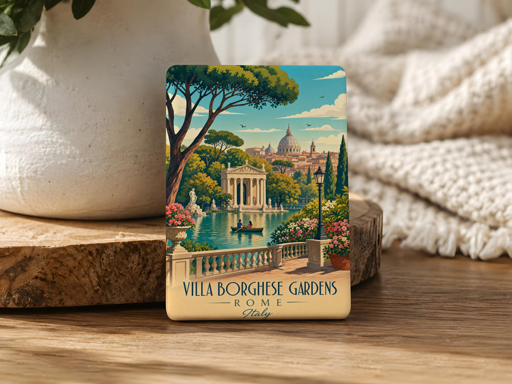 Villa Borghese Gardens Fridge Magnet, Rome Italy Park Landmark Souvenir, Travel Gift, Italian Garden Keepsake Magnet
