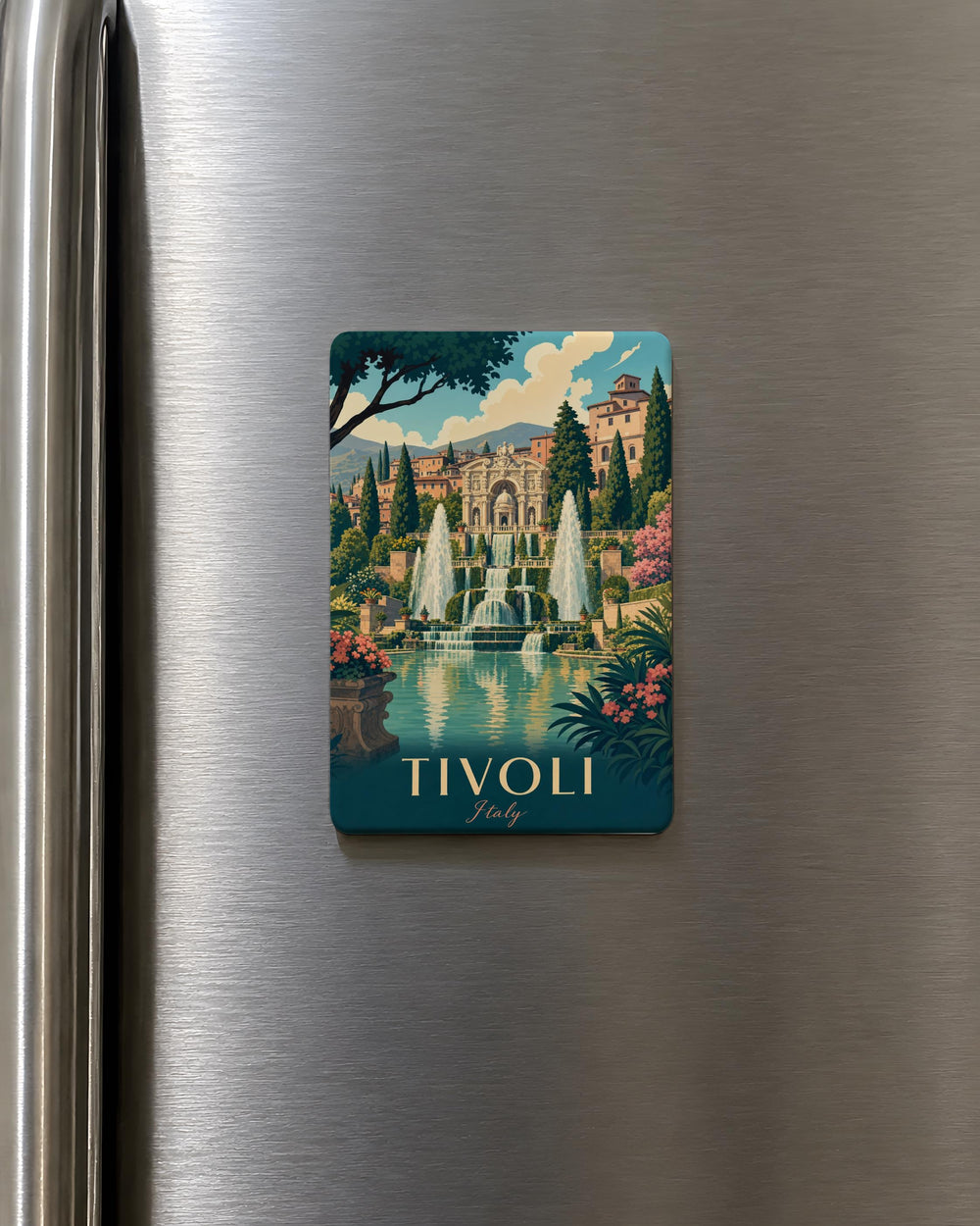 Villa d’Este Gardens Fridge Magnet, Tivoli Italy Fountain Garden Landscape Souvenir Magnet