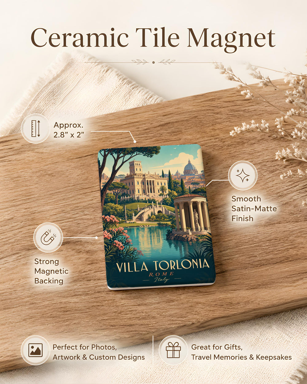 Villa Torlonia Rome Fridge Magnet, Villa Torlonia Park Landmark Souvenir Magnet, Rome Italy Travel Keepsake Magnet
