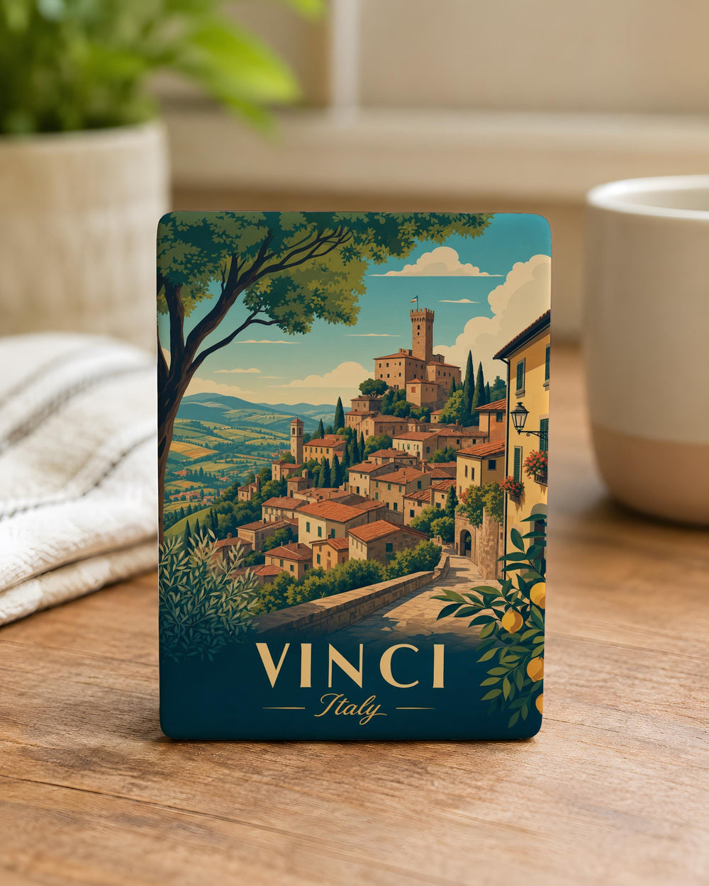 Vinci Italy Fridge Magnet, Tuscany Travel Souvenir, Italian Village Landmark Keepsake, Italy Vacation Gift, Refrigerator Magnet