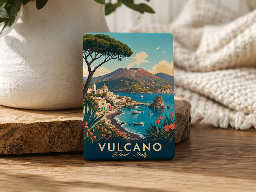 Vulcano Island Fridge Magnet, Vulcano Italy Souvenir Magnet, Aeolian Islands Travel Keepsake, Sicily Island Gift