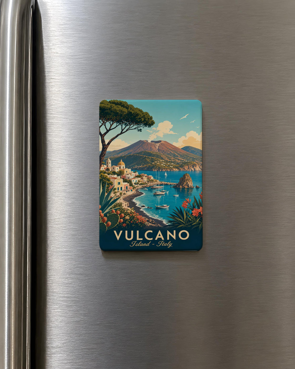 Vulcano Island Fridge Magnet, Vulcano Italy Souvenir Magnet, Aeolian Islands Travel Keepsake, Sicily Island Gift