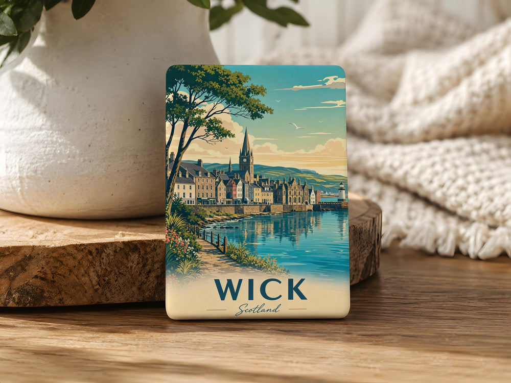 Wick Scotland Fridge Magnet, Wick Town Souvenir Magnet, Scotland Travel Gift, Caithness Highlands Keepsake Magnet