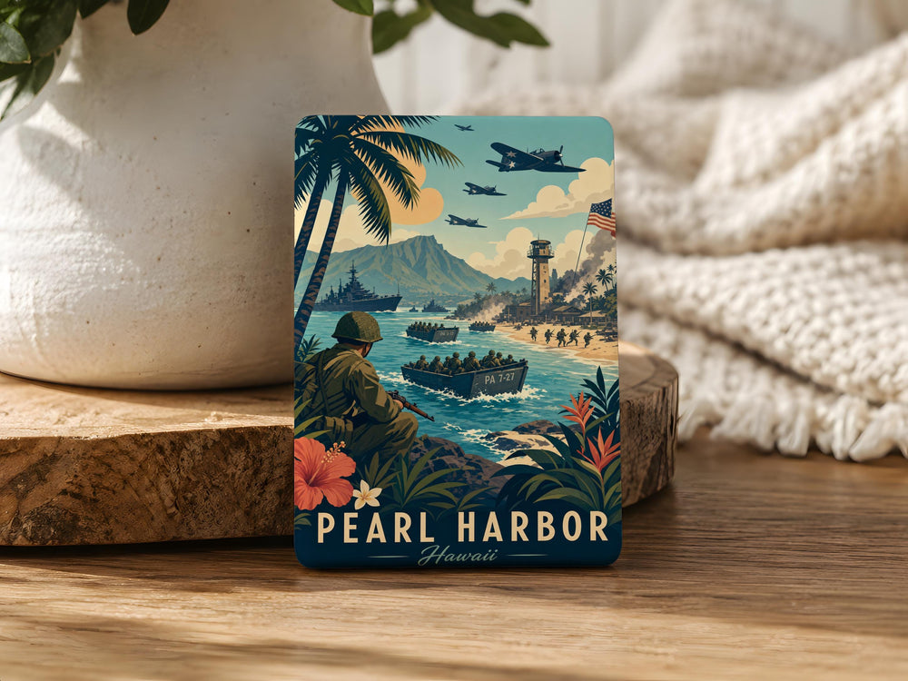 World War II Valor in the Pacific Fridge Magnet, Pacific Theater Military Tribute, WWII Naval and Island Campaign Souvenir Magnet